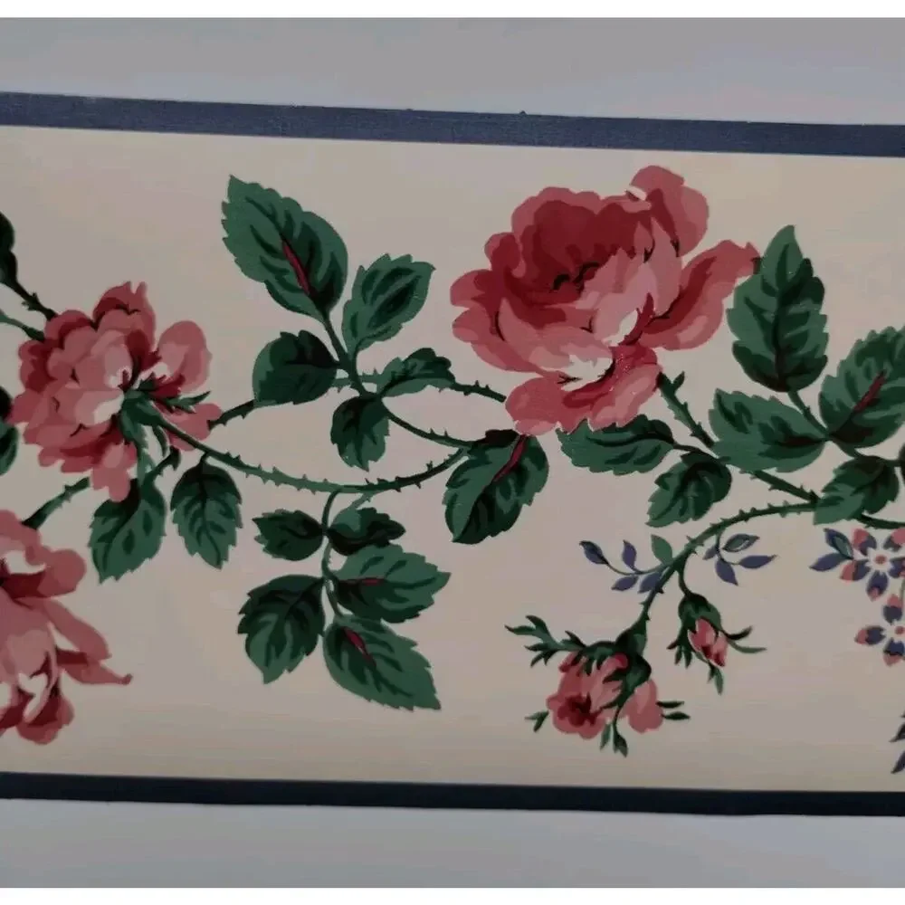 Chapters Wallcovering Pre-pasted Wall Border - Pink Blue Green Flowers - 5 yds